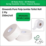 [Wholesale] Onwards Jumbo Toilet Roll Pure Pulp 2ply 250meters | Big Size Extra Large Roll | Toilet 