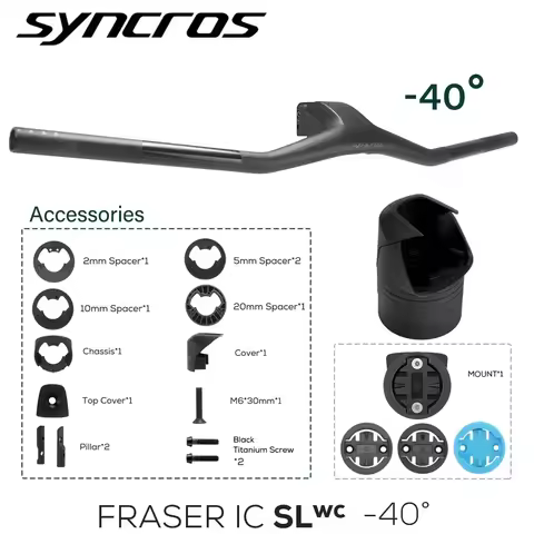 Syncros NEW FRASER IC SL WC Handlebar T1000 Full Carbon Fibre -40° Integrated Cockpit MTB Handlebar