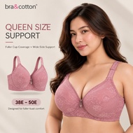 B&C Queen Size Lace Bra Full Coverage E Cup Plus Size Support Bra Wide Side Comfortable Underwire Br