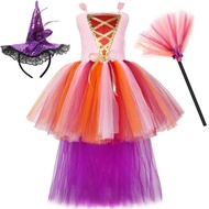 Hocus Pocus Witch Costume for Girls Halloween Carnival Party Dress Up Clothes High Low Kids Sarah Sa