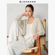 GIORDANO Ladies Cardigans Grid Jacquard Lightweight Cardigans Open Placket Dolman Sleeve Fashion Cas