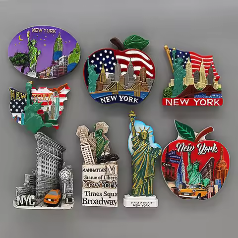 American Tourism New York Statue of liberty Atlantic City Times Square New York City fridge magnet m