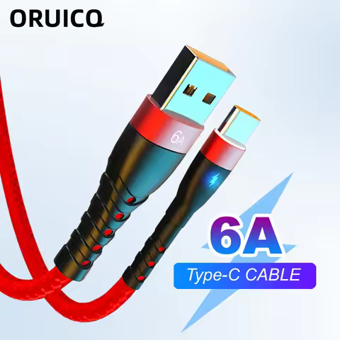 66W 6A Fast Charger Type C Cable USB C 1m 2m 3m Nylon Cable For iPhone 13 12 Xiaomi Huawei Samsung i