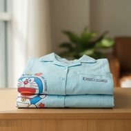ชุดนอนแขนสั้น-ขายาว  🍄อก42นิ้ว🍄  Size F ผ้าชิโนริ Doraemon ลิขสิทธิ์แท้ 100% โดเรม่อน No.8722