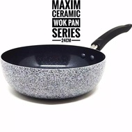 Deep Wok Pan Non Stick Marble Ceramic Wok Maxim Neostone 24Cm