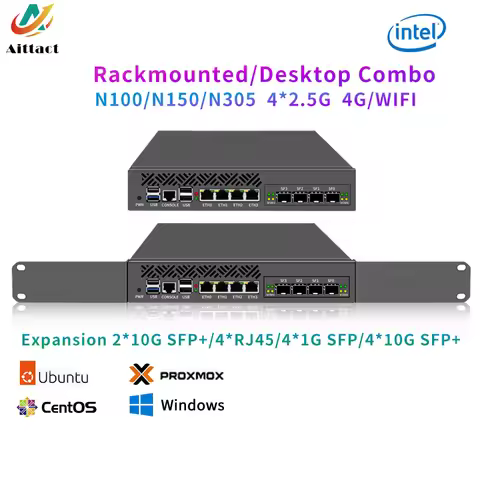 Aittact Firewall Hardware Gateway Security Server Mini 1U 9.5 Inch Rack-mounted N100 N305 RJ45 1G/10