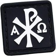 Glow-in-The-Dark Chi Rho PVC Patch — 1×1 in Mini Ranger Eye | Faith-Inspired Alpha Omega Symbol for 