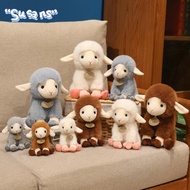 SUSANS Sheep Plush Pillow, 11/17/23cm Size Sitting Pose Stuffed Sheep Pillow, Lovely Long Ear Soft F