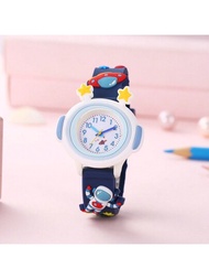 新款時尚火箭太空人星盔3d卡通兒童手錶,兒童學習手錶