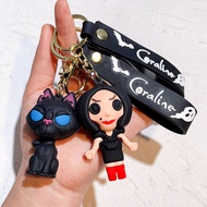 Creative Cartoon Movie Film Action Coraline Figure Doll Model Cute Doll PVC Keyring Ornament Key Cha