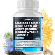 Minyak Biji Sea Moss Maca Ashwagandha Bladderwrack Kunyit Manuka Hy Elderberry C & D3 Dandelion & Pe