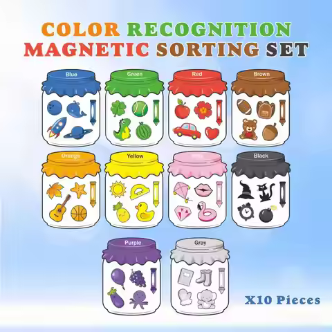 10pcs Candy Bottle Multi-color Educational Magnet, Learning Color Sorting Magnet Color Cognition Edu