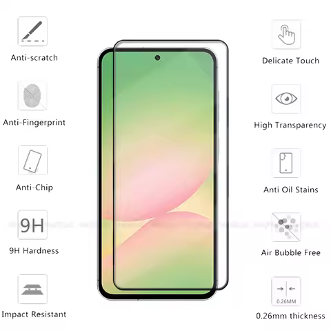 6-in-1 For Samsung A56 Glass Samsung Galaxy A56 Tempered Glass Full Cover Glue 9H Screen Protector S