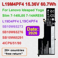 15.36V 60.7Wh Laptop Battery For Lenovo Ideapad Yoga Slim 7-14IIL05 7-14ARE05 Series L19M4PF4 L19C4P