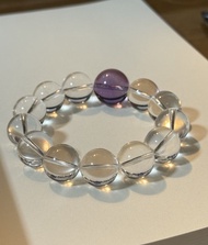 收藏！全淨體巴西白水晶7A玻璃體好閃好冰透天然水晶配搭巴西紫水晶淨體顏色靚/頂輪提升➕轉運寓意 適合專注力提升學生or創業者