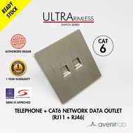 reTouch Ultra Rimless Telephone RJ11 And CAT5e RJ45 Network Data Outlet Frameless Switch Socket [GOL