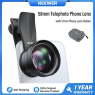 NEEWER 58mm เลนส์ติดกล้องโทรศัพท์เทเลโฟโต้58มม. NEEWER เลนส์ขยาย2X พร้อมตัวหนีบเลนส์กล้องถ่ายรูปโทรศ