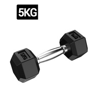 yymallดัมเบลล์ยาง5 กก. (1 ด้าน) ดัมเบล 5 kg ดัมเบลเหลี่ยม 10 kg ดัมเบล 6 เหลี่ยม ดับเบลยกน้ำหนัก ฟิต