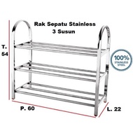 Rak sepatu stainless/ Rak sepatu murah 5susun/3susun ANTI KARAT (Mudah untuk di bongkar pasang)