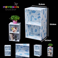 (11.11) Keyogen 2 Tier Printed Cartoon Design (Blue Bear Design) wooden multipurpose Utility storage