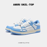 New 【Original】 AMIRI Bone Light Luxury Fashion Trend Men and Womens Low-top รองเท้าผ้าใบลำลองอเนกประ