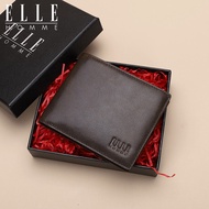 card holder wallet card holder Dompet kulit ELLE HOMME hadiah lelaki Dompet fesyen pendek mendatar D
