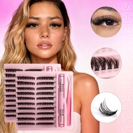 SHETZU Fox Cluster Eyelash Extension Set 200Pcs Natural Fluffy Thick Cat Eye Lashes Cluster with Las