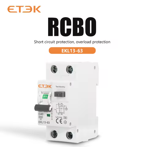 ETEK RCBO Type A 1P+N Residual Automatic Circuit Breaker With Over Current Leakage Protection 6KA 2P