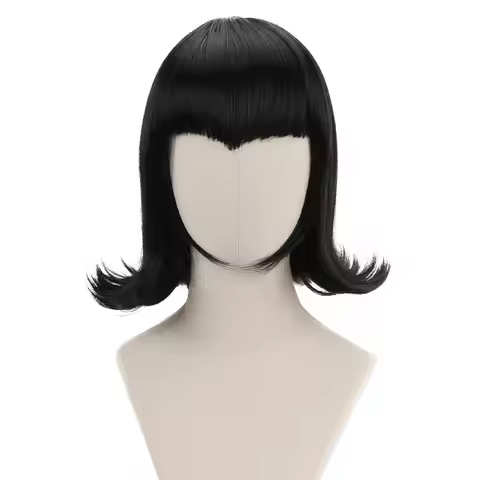 13"Bob Wigs Short Hair Black Curly Mavis Cosplay Wig Women Girls Synthetic Vampire Anime Hair Wigs f