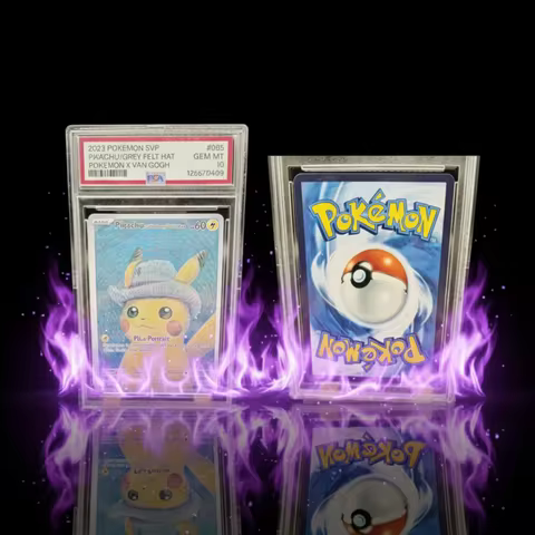 High Quality DIY Ptcg Collectible Card Pokemon Pikachu X Van Gogh Psa Graded 2023 Grey Felt Hat SVP 