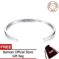 BAMOER Engrave Courage Bangle "Nothing is impossible" Fashion Hot Sale 925 Sterling Silver Jewelry for Man and Women SCB160