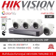 HIKVISION ชุดกล้องวงจรปิด 4 กล้อง รุ่น DS-2CE76D0T-LMFS จำนวน 4 ตัว  DVR 7204HQHI-K1(S) จำนวน 1 เครื