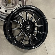 [1 SET] GAIA 15X7JJ 4H100 / 4H114.3 ET28/ET35/ET40 BLACK MILLED, WHITE ML - Honda City, Myvi, Toyota