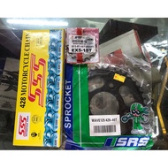 Honda Wave100r/Wave110/EX5 DREAM 110/Wave125/Wave125s/Dash110/Future 428 rantai set sprocket chain set(Rantai Brand SSS)