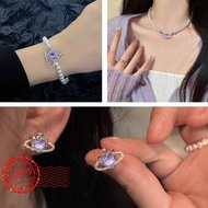 Fantasy Planet Pearl Necklace Set Romantic Purple Set Fashion Planet Accessories Necklace P3n1