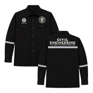 KEMEJA CIVIL ENGINEERING SKOTLIGHT SILVER COMPUTER EMBROIDERY LONG-SLEEVED WORKSHIRT