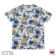 เสื้อแตงโม (SUIKA) - เสื้อยืดคอกลม โปเชียล พิมพ์ลายดอกไม้ (P.O-145 )