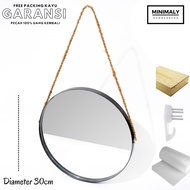 HIASAN DINDING Wall Mirror PVC Rope Frame D.30 Round Mirror Hanging Round Mirror Wall Aesthetic Roun