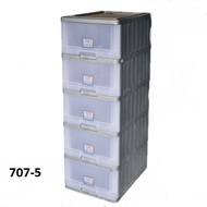 5 Tier Plastic Storage Drawer Cabinet Toyogo 707-5 Laci Almari Baju Organizer