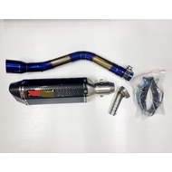 Sale! คอท่อ งานแสตนเลส สำหรับ สลิปออน GPX Demon GR 200R สีไทเท พร้อมปลายท่อ Yoshimaru / Ak / SC / M4