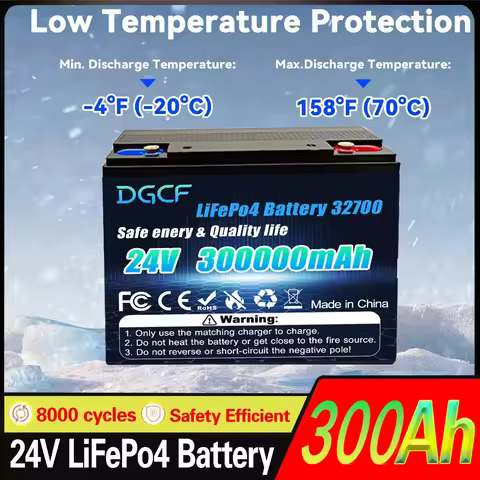32700🏆24V 300Ah LiFePO4 Lithium Battery⚡️, Built-in 300A BMS, Rechargeable Battery, for RV/Camper, S
