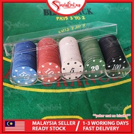 SIMPLYBEST 100pcs Casino Poker Chips with Acrylic Case Numbered 4g Clay Casino Game Card Poker Chip 