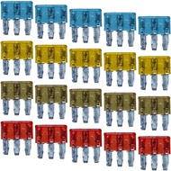 YoRise 20PCS AMP APT ATR Micro 3-Prong Car Blade Fuse, 5A/7.5A/10A/15A Mini Fuses Pengganti dengan J