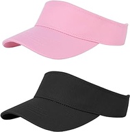 Kids Sun Visor Hat Toddler Baseball Hats Adjustable UV Protection Summer Outdoor Sports Caps for Girls Boys 6-10 Years Old Black&amp;Pink 6-10 T