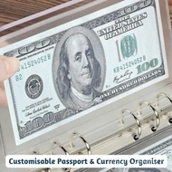 LIBRA Customisable Passport & Currency/money Organiser A5 A6 Zipper Binder 6 Holes Ring Semi Transpa