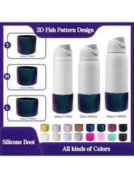 1pc, 32oz/950ml Silicone Cup Sleeve With Fish Pattern Design, Soft Anti-Slip Protective Boot For 32o