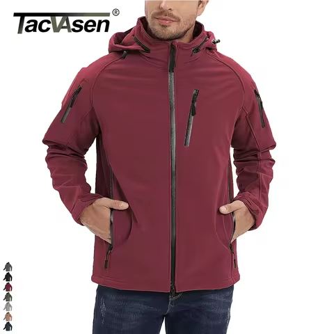 TACVASEN Fleece Lined Waterproof Jackets Mens Jacket Coats Outdoor Safari Windbreaker Winter Warm Wo