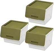 SANKA fr-30KA/WH-3 Storage Box, Flock 30, Sand, Khaki, Set of 3, (W x D x H): 15.2 x 18.1 x 12.2 inc