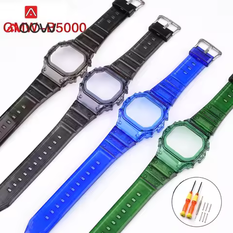 Rubber Strap Bezel for Casio G-SHOCK GMW-B5000 Sport Waterproof TPU Transparent Replacement Bracelet