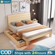 Bed Frame With Drawers Double Solid Wood Bed Frame Nordic Simple Wooden Bed Frame Queen Size